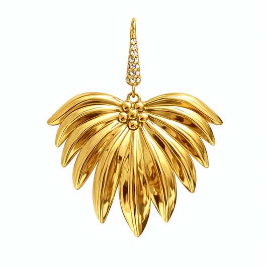 Pendientes dorados grandes tipo alas con acabado brillo Sfinge