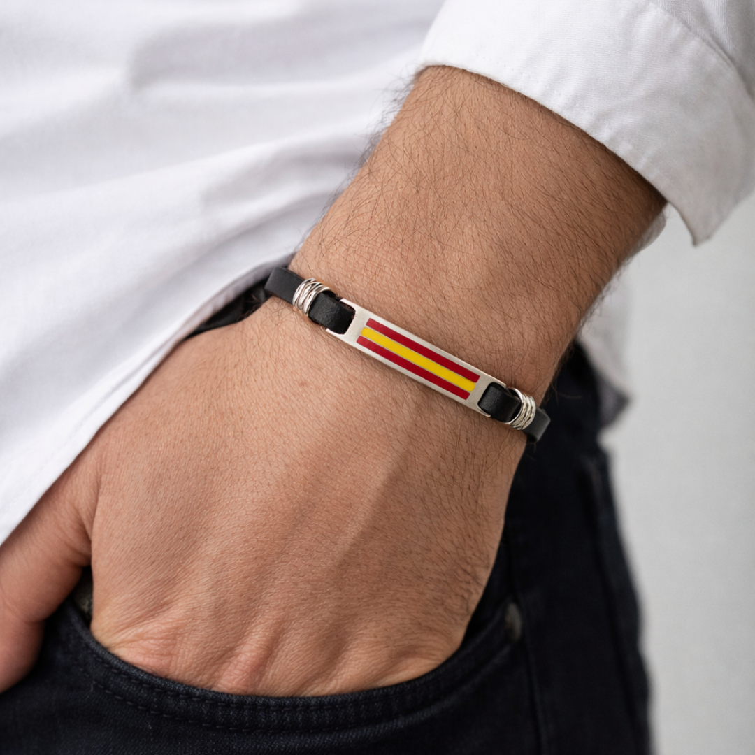 Pulsera Bandera de España Personalizada para Hombre – Grabado Interior