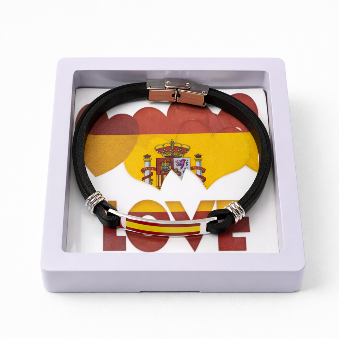 Pulsera Bandera de España Personalizada para Hombre – Grabado Interior
