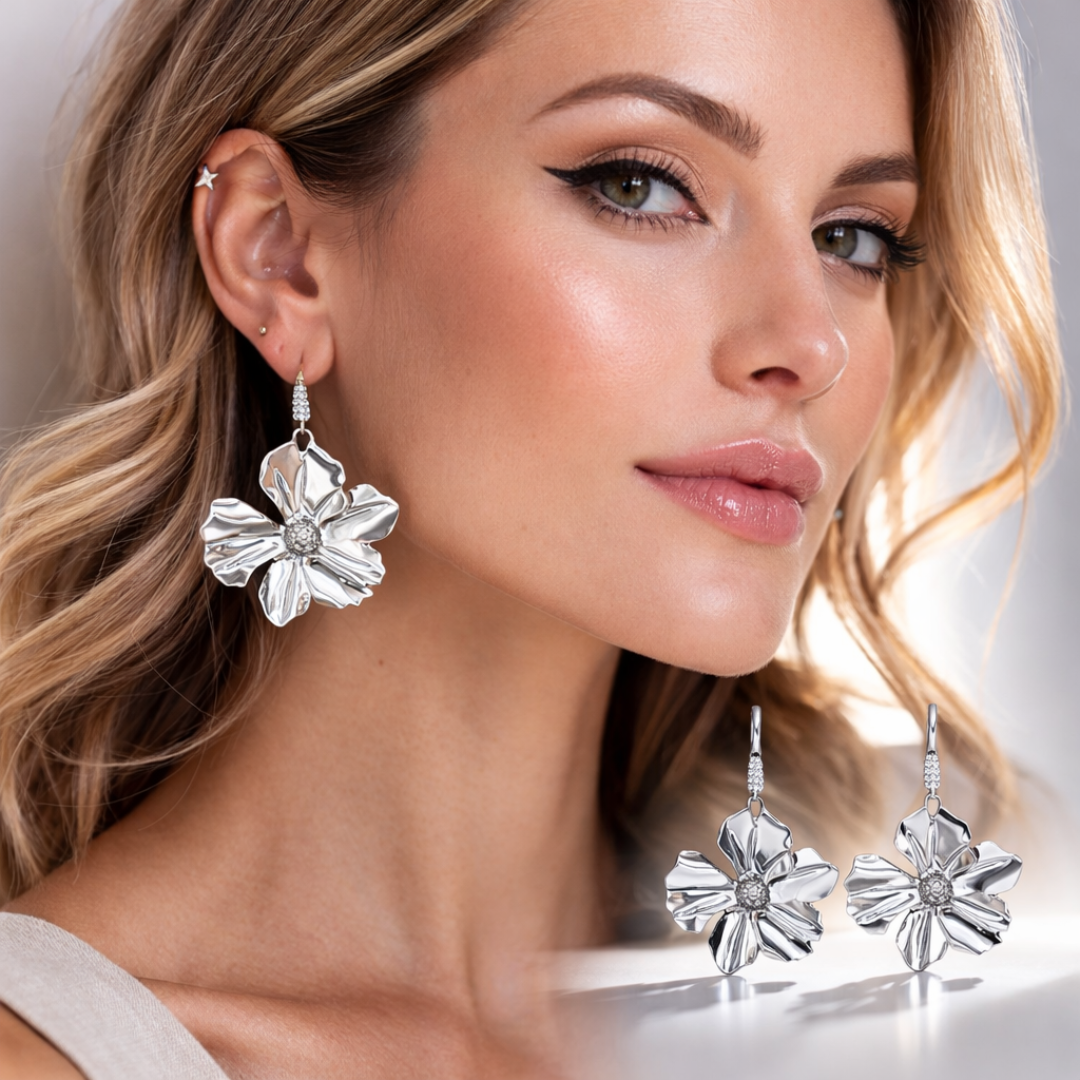Pendientes Flor Dalia elegantes estilo invitada