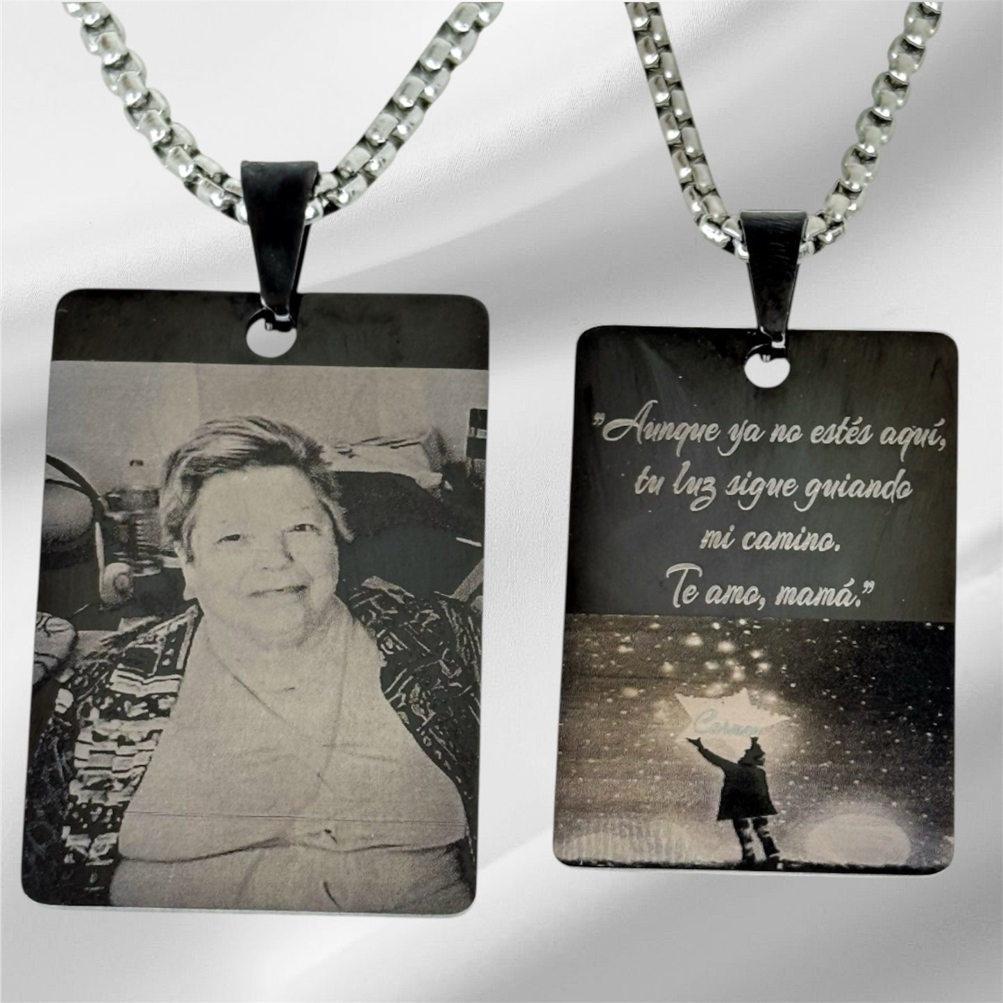 Gargantilla de Acero con Fotograbado Láser Personalizado – Con Cadena o Solo Colgante – Sfinge