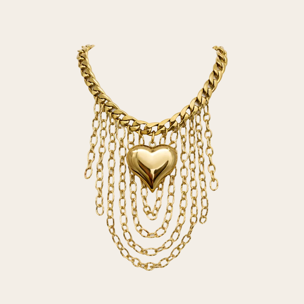 Gargantilla Corazón Ionic Cascada de Cadenas | Plateado y Dorado