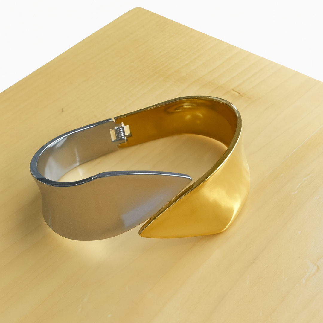 Brazalete Sfinge Bicolor – Acero Inoxidable Plata y Oro