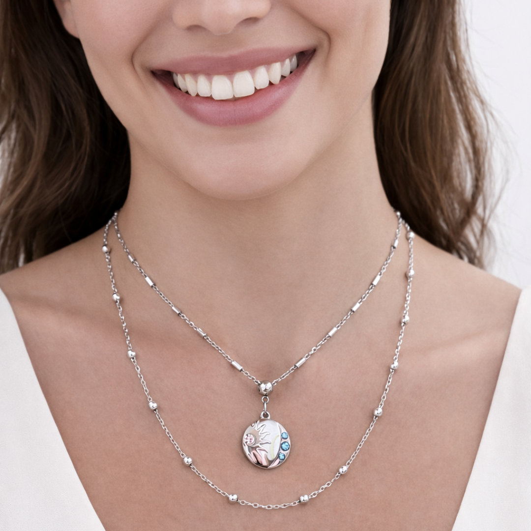 Gargantilla DOBLE EQUILIBRIO – Collar Doble Sol y Luna en Acero