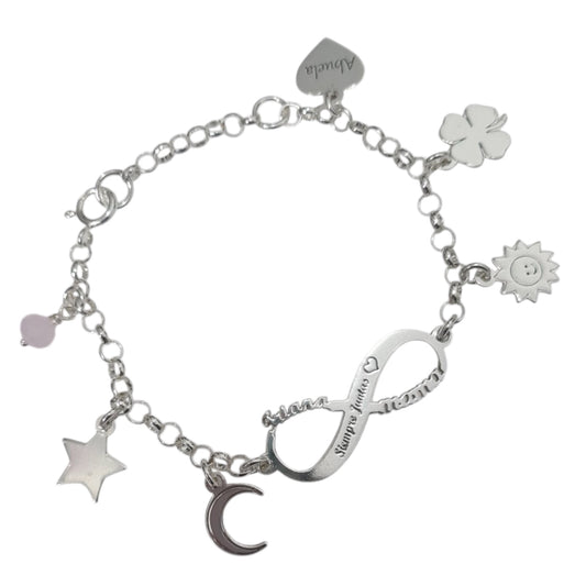 Pulsera de Plata Personalizable con Dijes Simbólicos