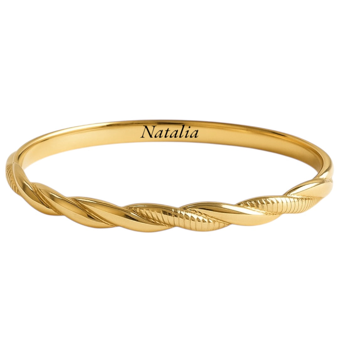 Brazalete personalizable con grabado en acero dorado o plateado Sfinge