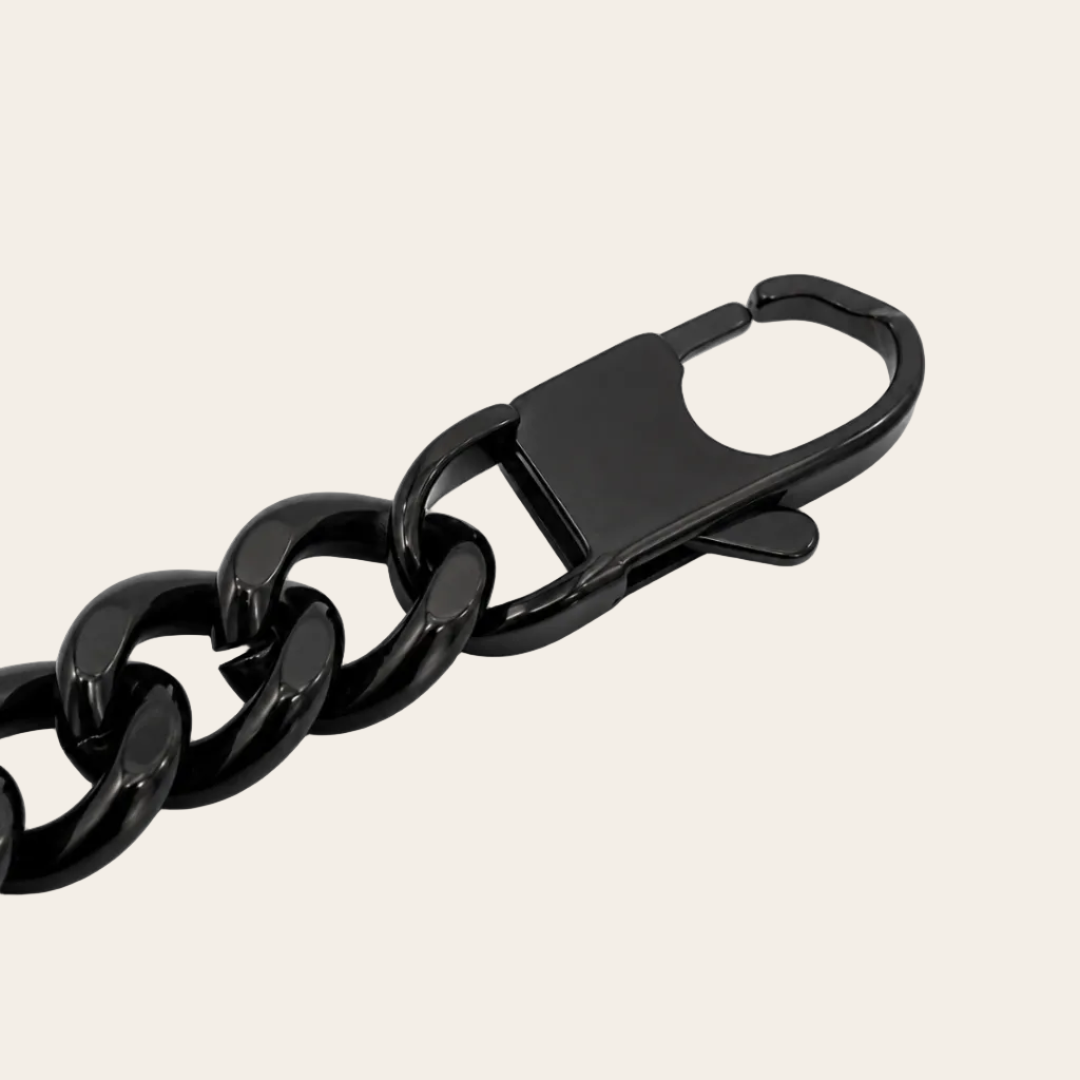 Detalle cierre premium pulsera hombre negra personalizable Sfinge