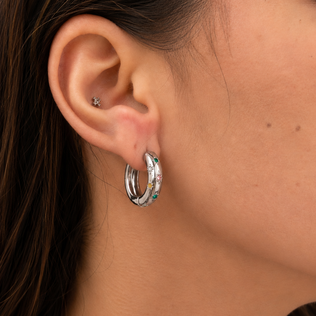 Pendientes en acero inoxidable con circonitas en estrellitas sfinge joyas