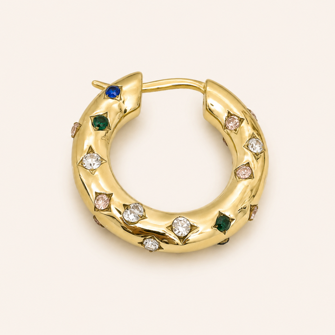 Aros multicolor de acero inoxidable de Sfinge disponibles dorado con baño de oro