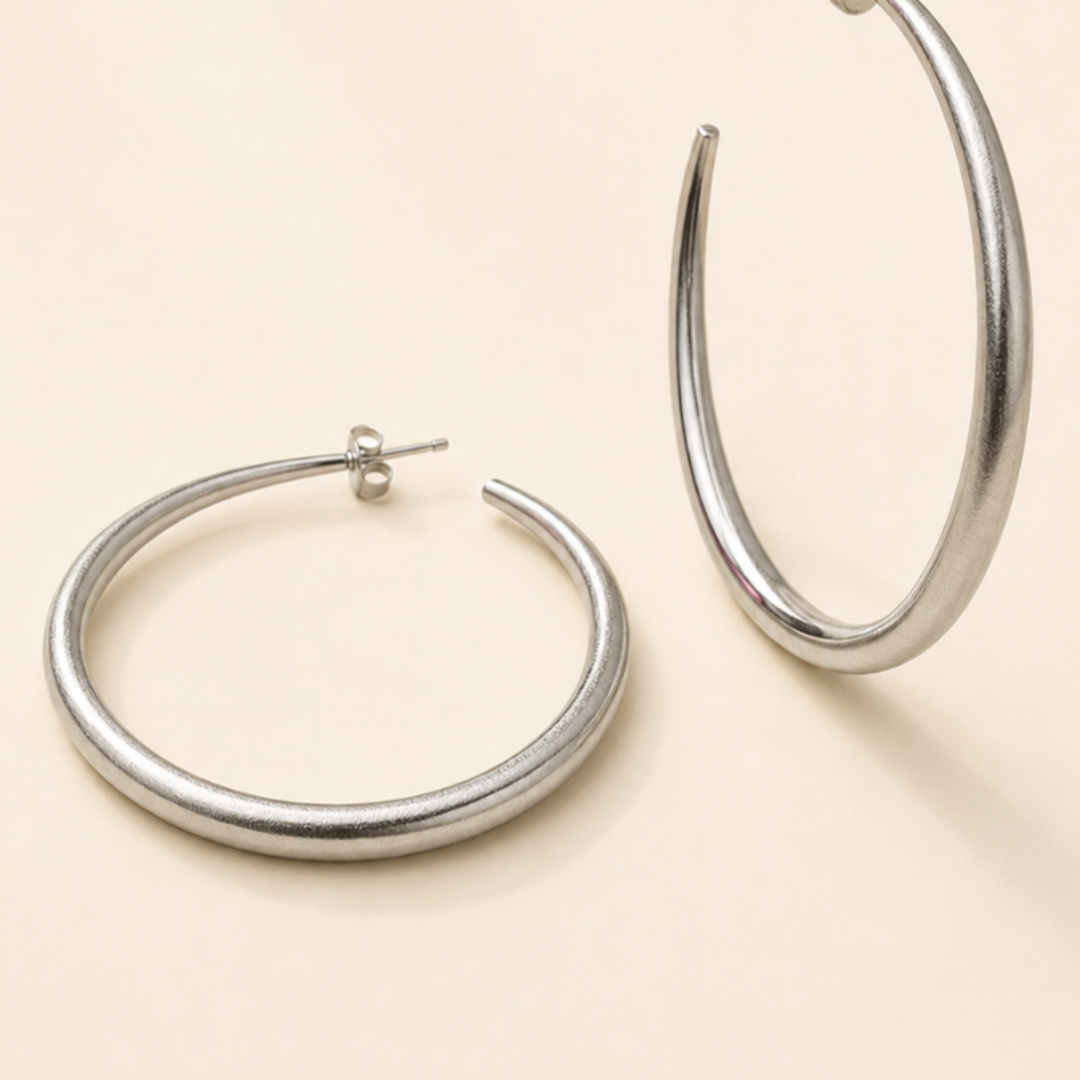 Aros grandes plateados de estilo elegante Sfinge Joyas
