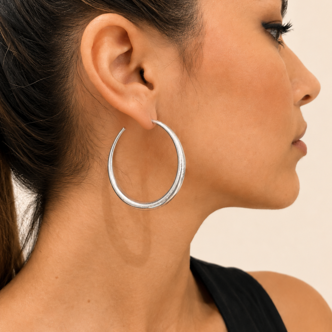 Aros grandes plateados de estilo elegante Sfinge