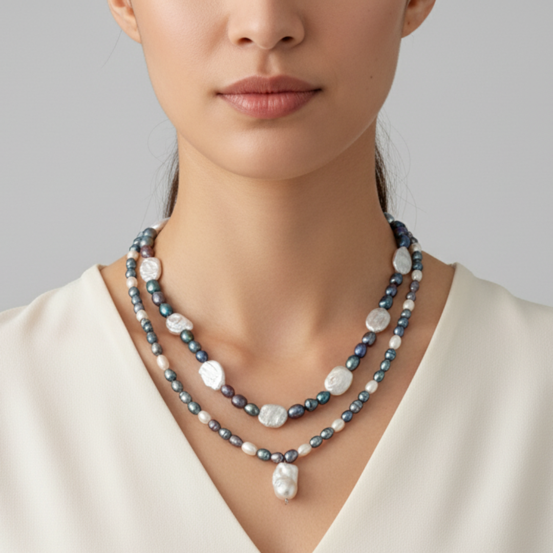 gargantilla de perlas naturales sfinge, diseño exclusivo