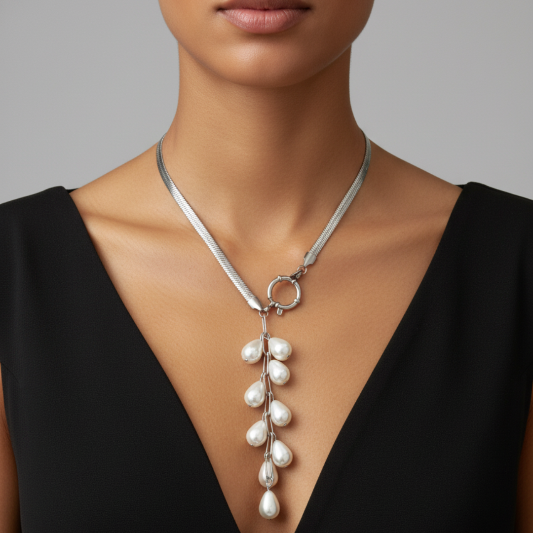 Gargantilla Cascada de Nácar Natural – Acero Dorado o Plateado | Elegancia Sfinge