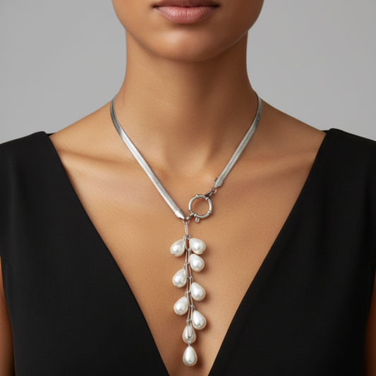 Gargantilla Cascada de Nácar Natural – Acero Dorado o Plateado | Elegancia Sfinge