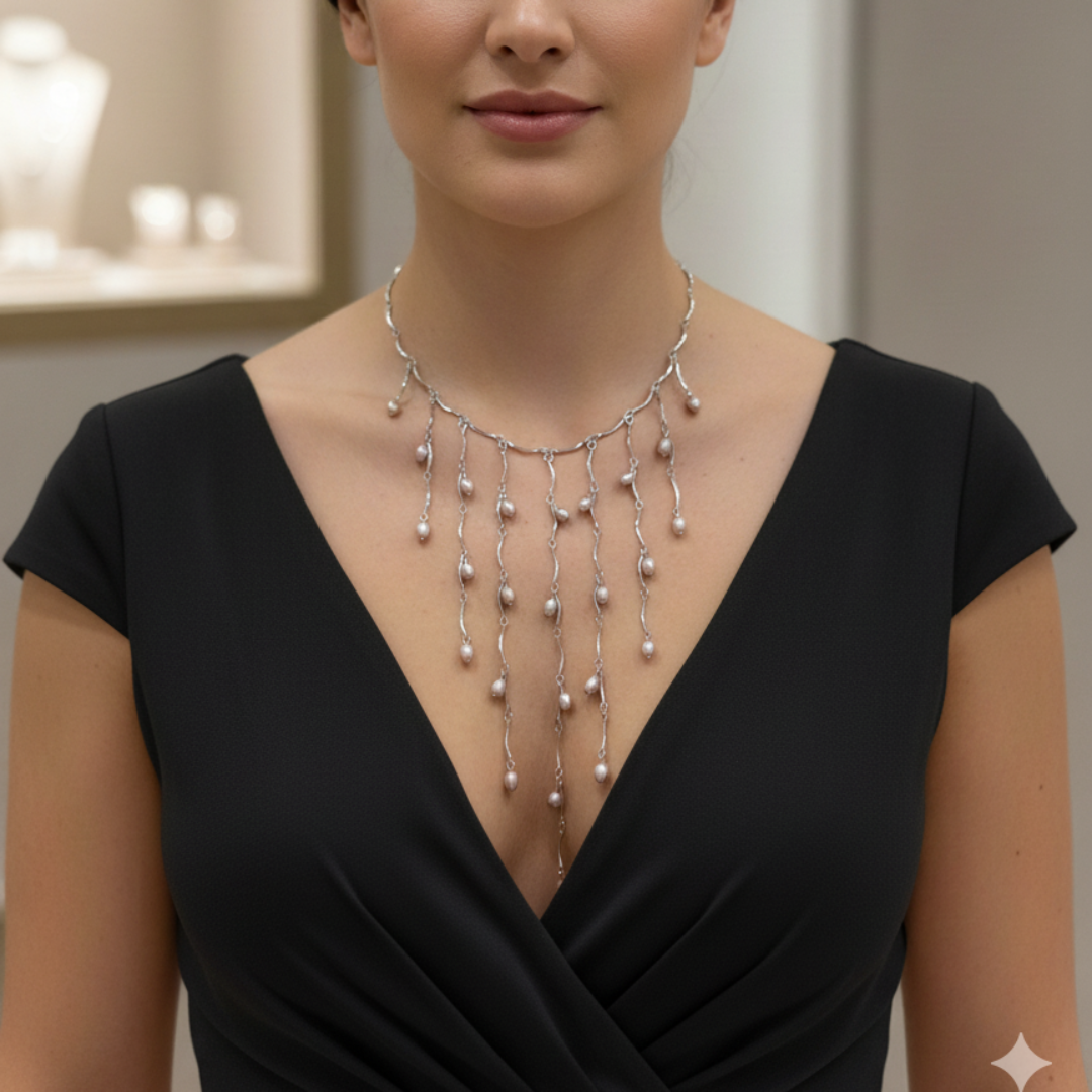 Gargantilla Cascada de Perlas Naturales - Modelo Corto