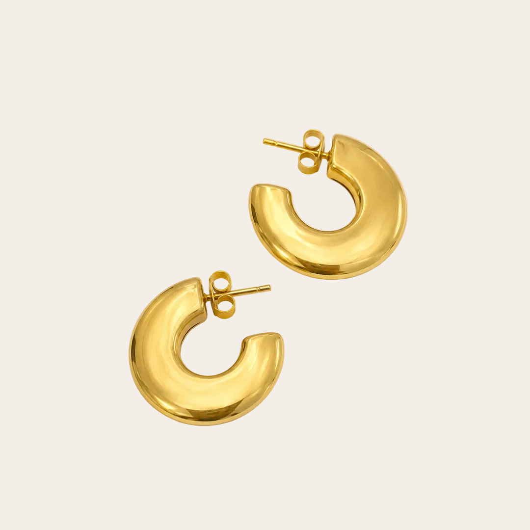 Pendientes aro plano dorado pvd sfinge