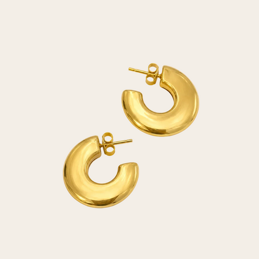 Pendientes aro plano dorado pvd sfinge