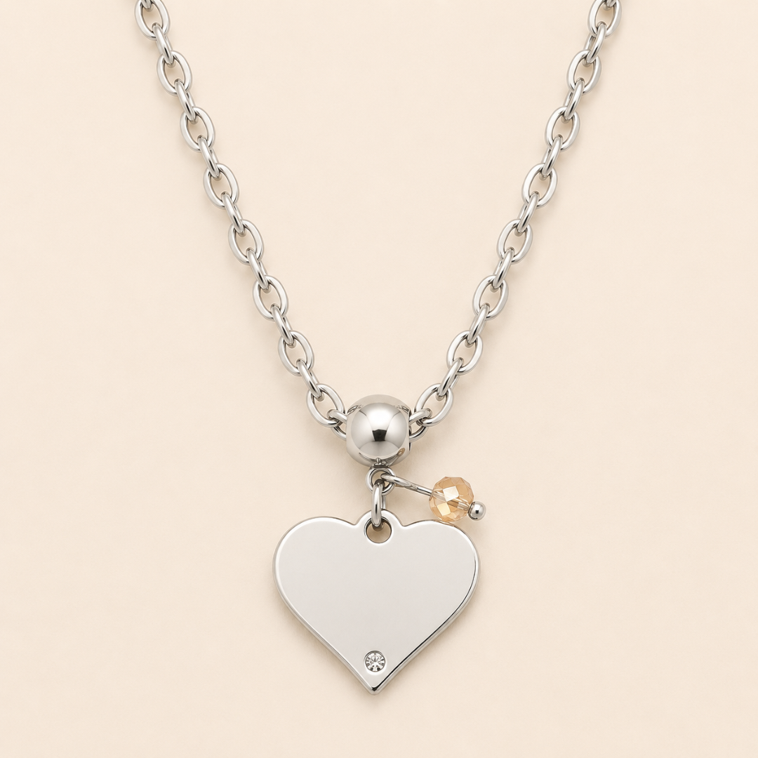 Gargantilla corazón grabado te quiero en acabado plata
