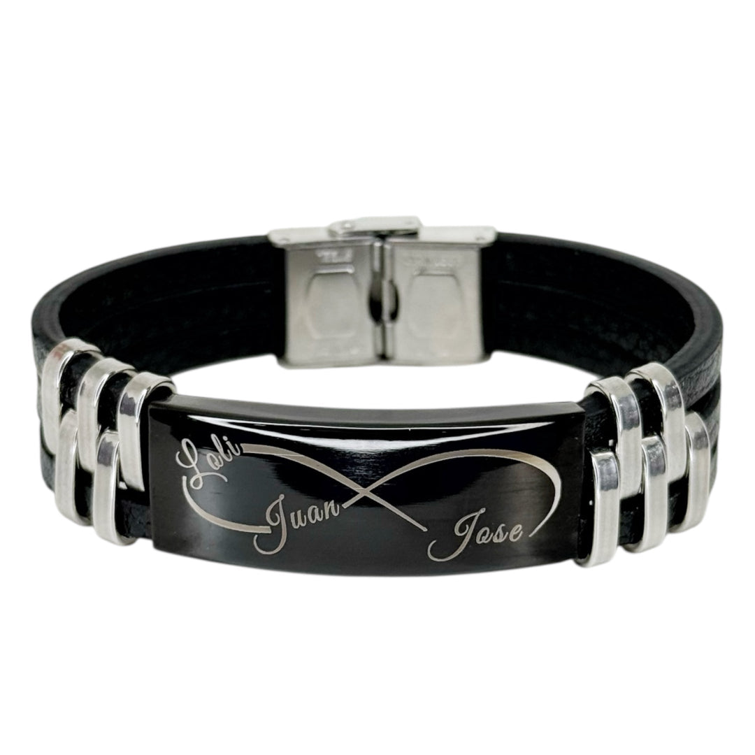 pulsera cuero y acero sfinge para personalizar