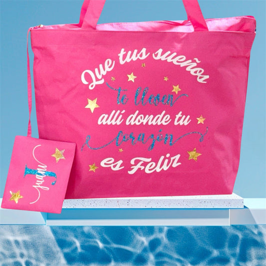bolso de plata personalizado con vinilo