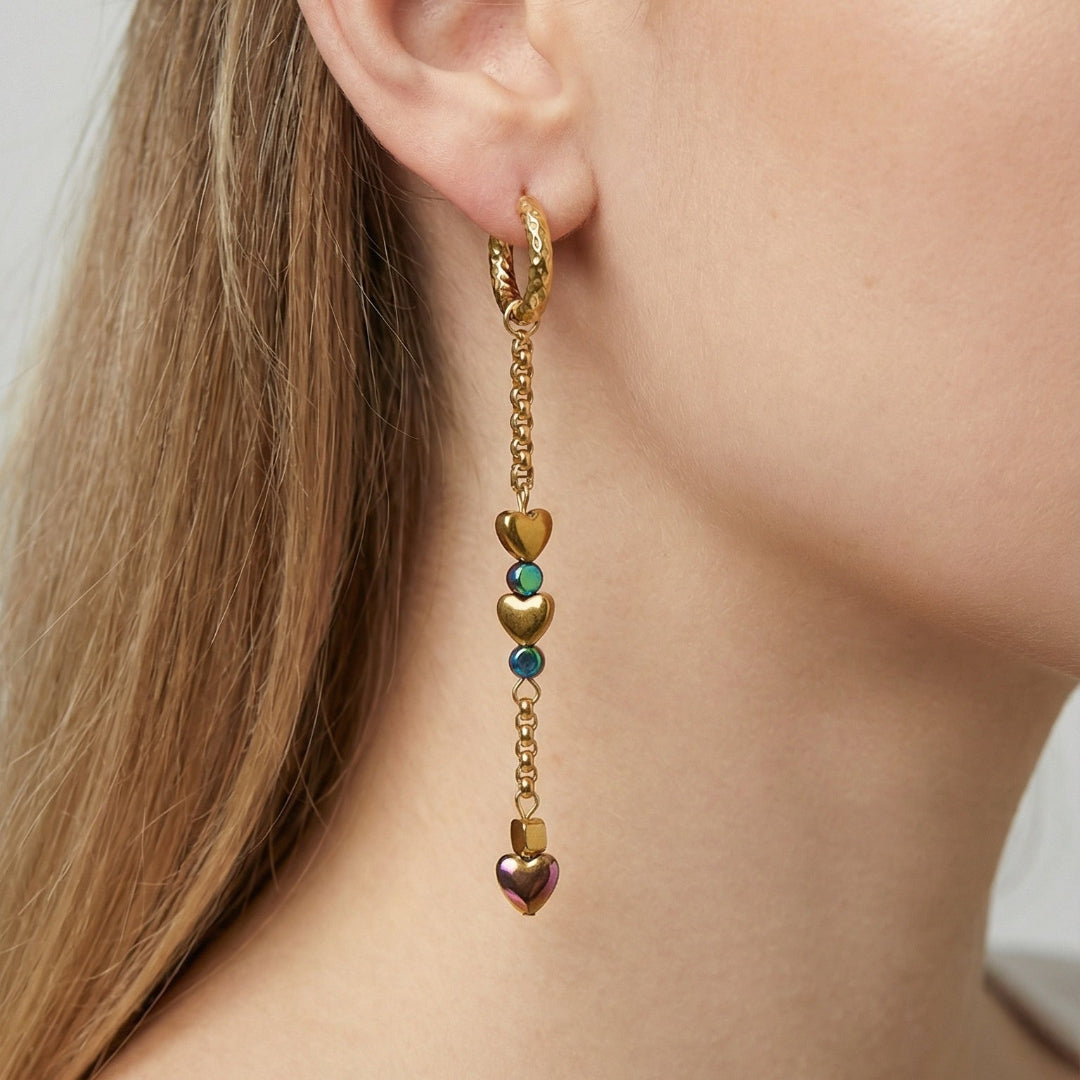 Pendientes corazones hematita