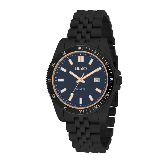 Reloj Liu Jo Deportivo Hombre – Acero Negro, Esfera Negra y Detalles en Oro Rosa