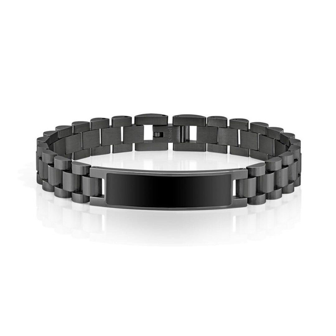 Pulsera E*Motion negra de acero con chip NFC – joya interactiva y personalizada