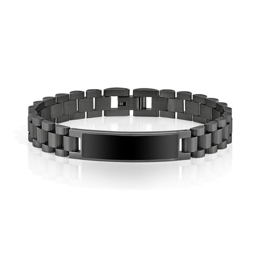 Pulsera E*Motion negra de acero con chip NFC – joya interactiva y personalizada