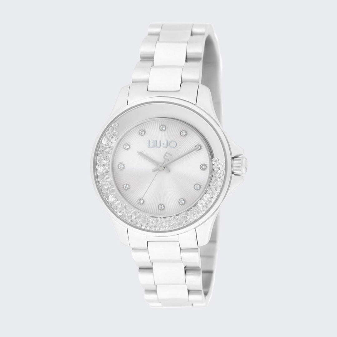 Reloj Plateado Mujer con Brillantitos en Movimiento