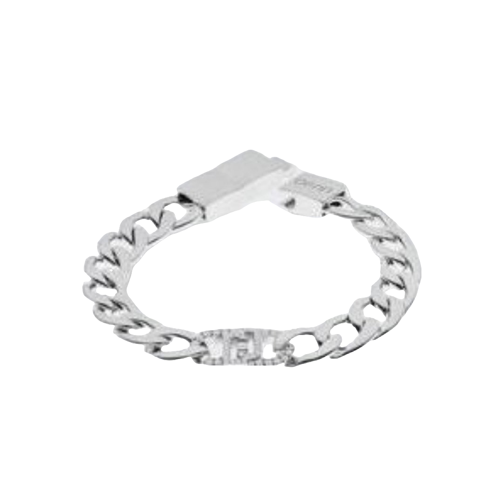 Pulsera con monograma con brillantitos de acero plateado