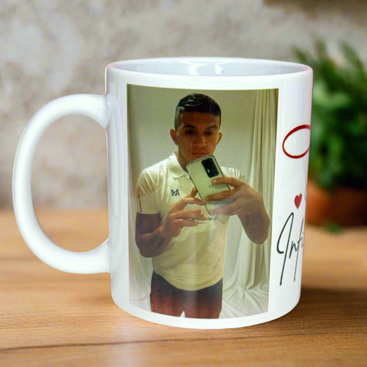 Taza Personalizada con Foto y Frase de Amor –Contigo Infinitamente