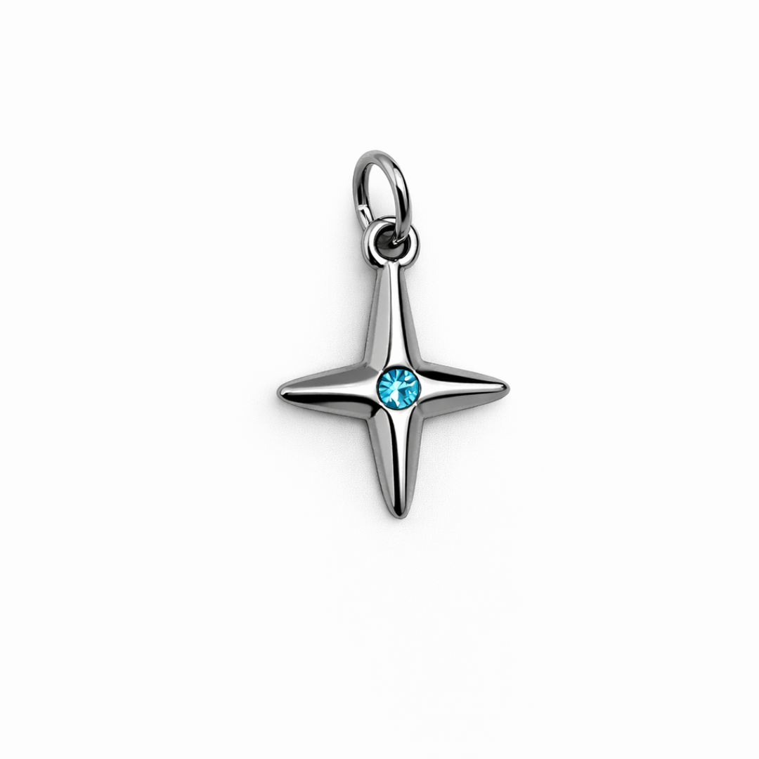 Charm cruz brillante colección Sfinge Infinity con circonita azul