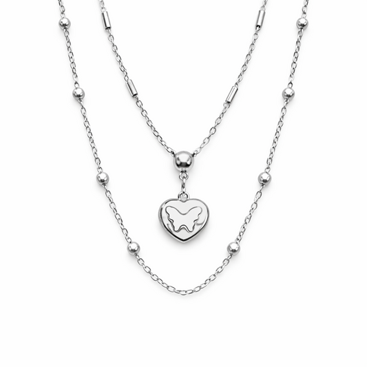 Gargantilla doble con mariposa en acero inoxidable diseño delicado Sfinge