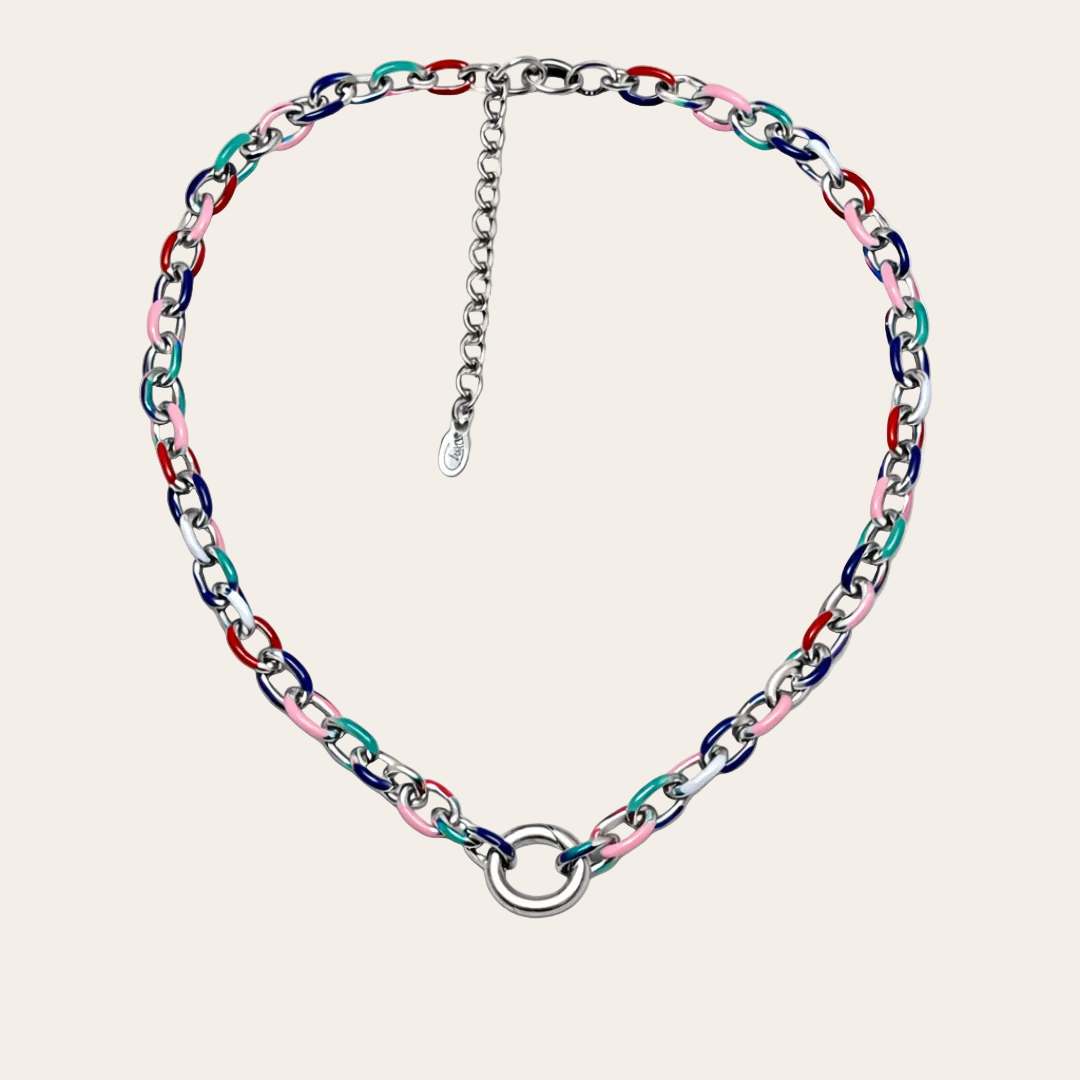 Gargantilla eslabón multicolor Sfinge Infinity en fondo blanco