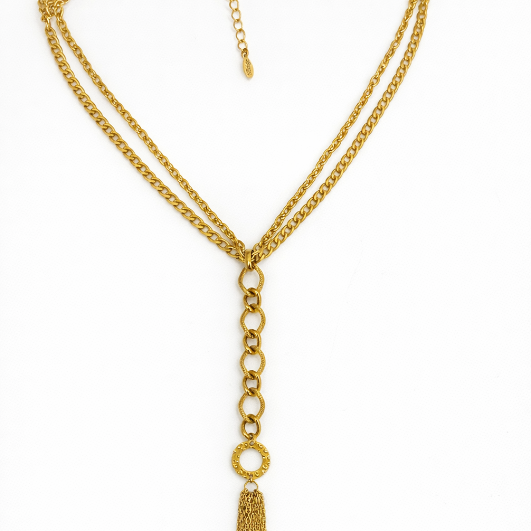 collar corbatero de acero dorado sfinge joyas 