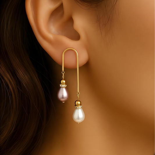 Pendientes Doble Gota de Nácar Dorado – Sfinge