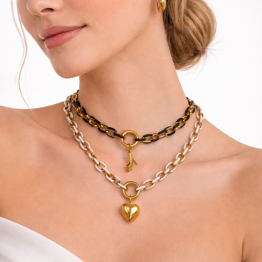 Gargantilla eslabón esmaltado blanco de la colección Sfinge Infinity