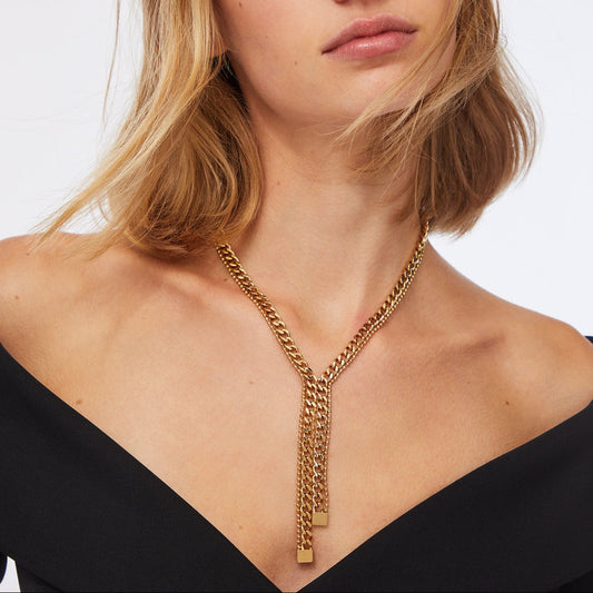 Collar corbatero Liu Jo en acero dorado o plateado con microtachuelas