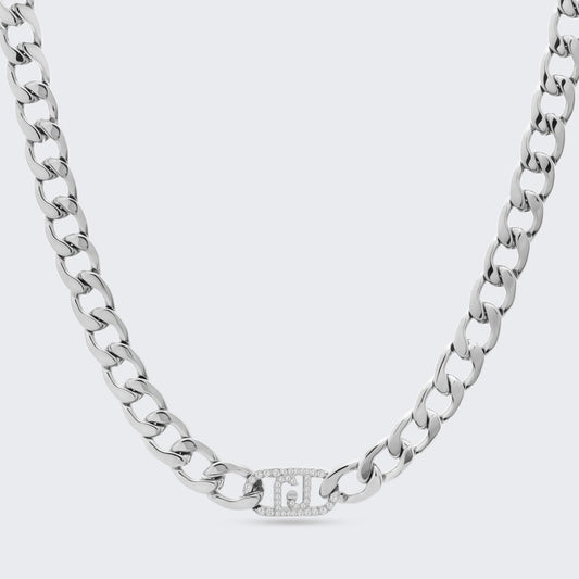 collar de liu jo eslabones con logo en circonitas