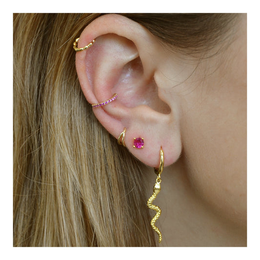 Pendientes de Aro con Colgante Serpiente en Plata y Oro 18k - Elegancia Audaz y Sofisticada