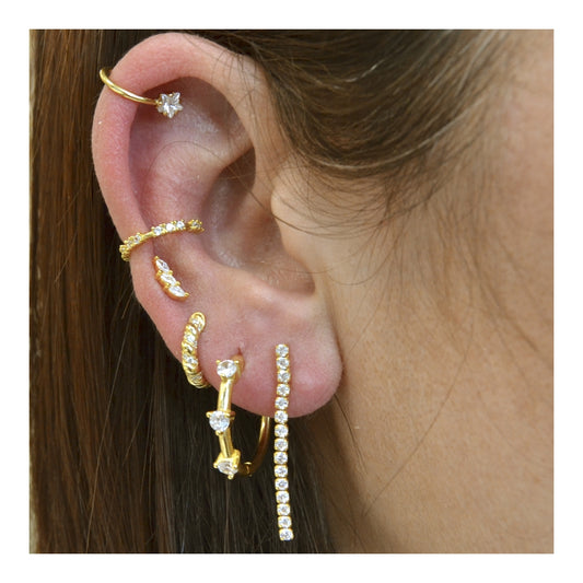 Pendientes de Aro con Circonitas en Plata con Baño de Oro
