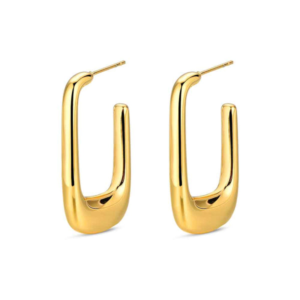 Pendientes de Aro Rectangular Chapados en Oro 18 kt