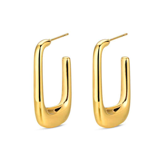 Pendientes de Aro Rectangular Chapados en Oro 18 kt