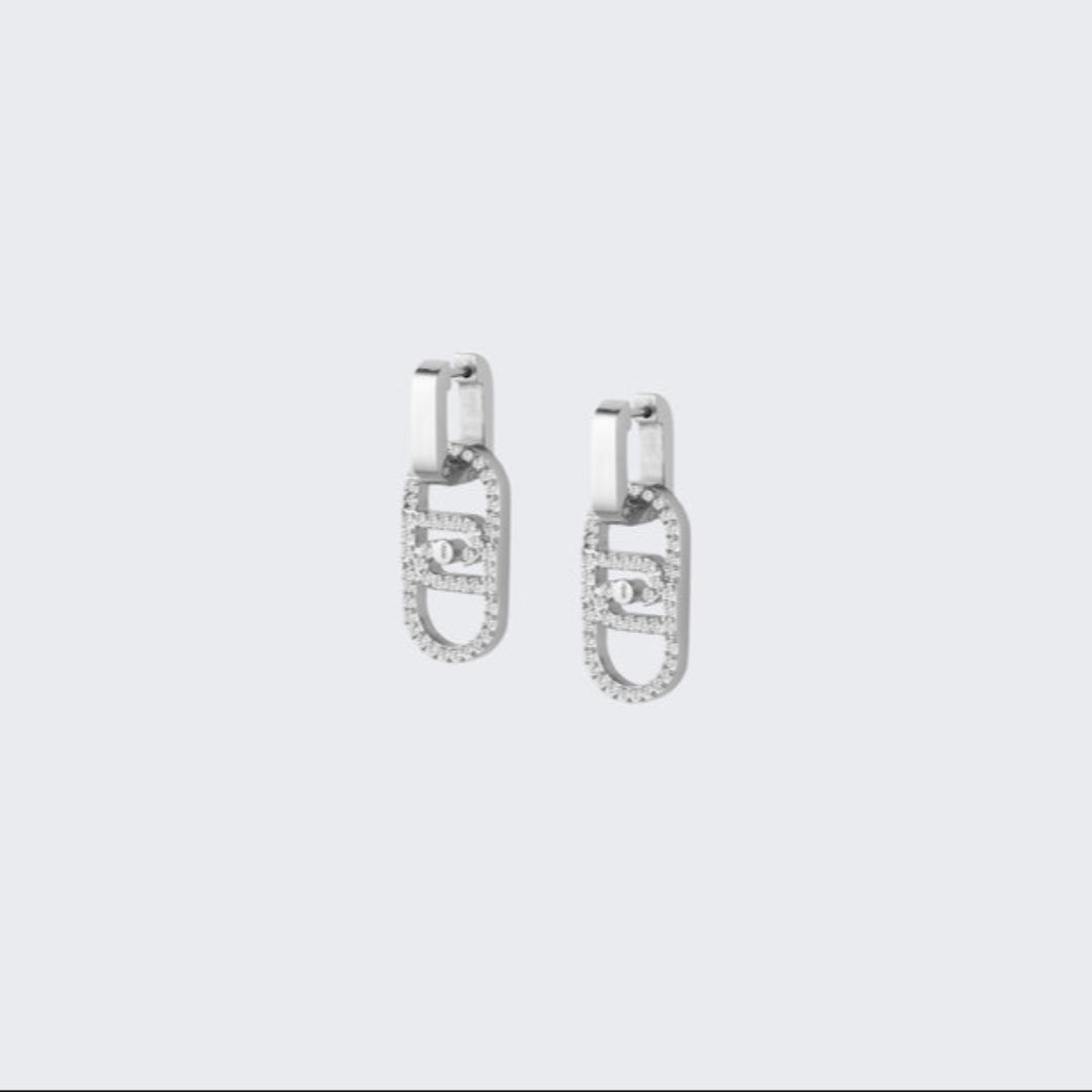 pendientes liu jo plateado con logo