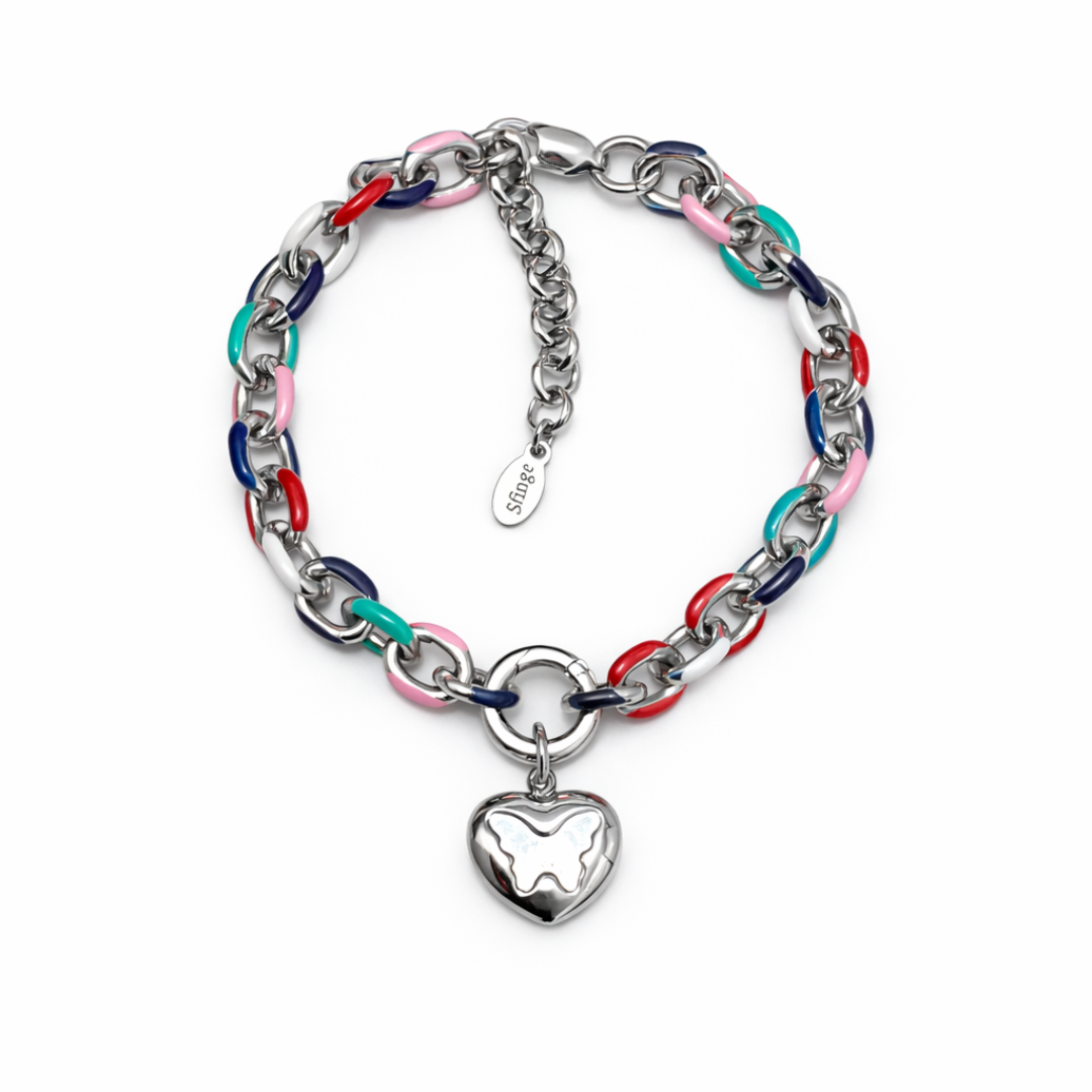 Pulsera eslabón multicolor Sfinge Infinity en fondo blanco