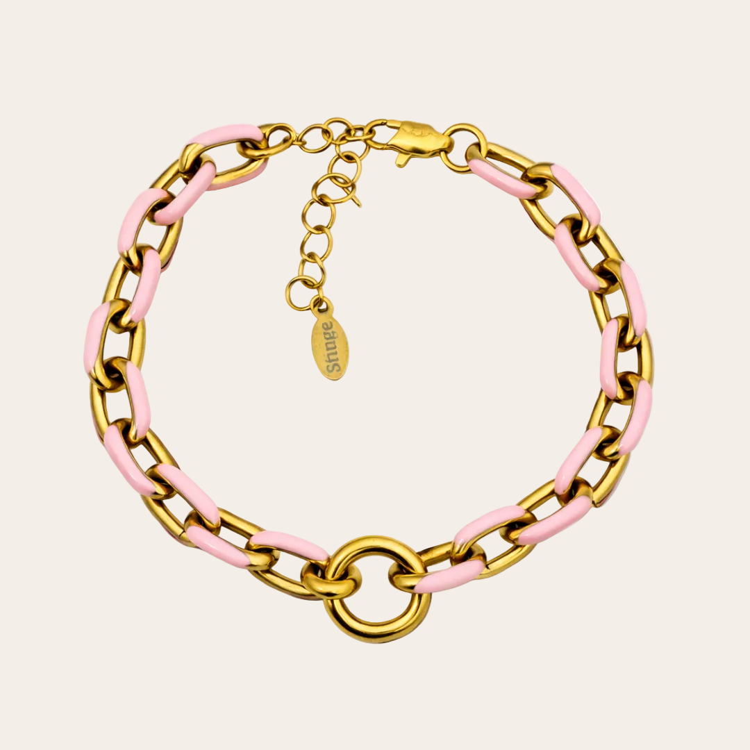 Collar esmaltado rosa claro dorado con aro para charms colección Sfinge Infinity
