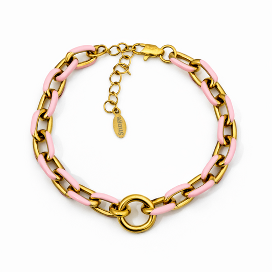 Collar esmaltado rosa claro dorado con aro para charms colección Sfinge Infinity