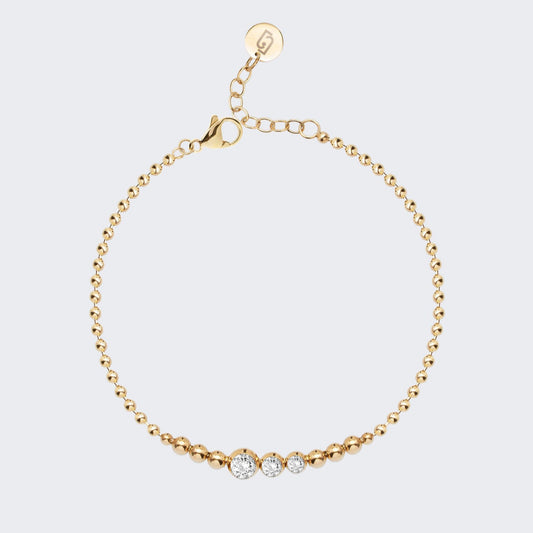 Brazalete dorado tipo tenis con pedrería engarzada Liujo elegante y sin níquel