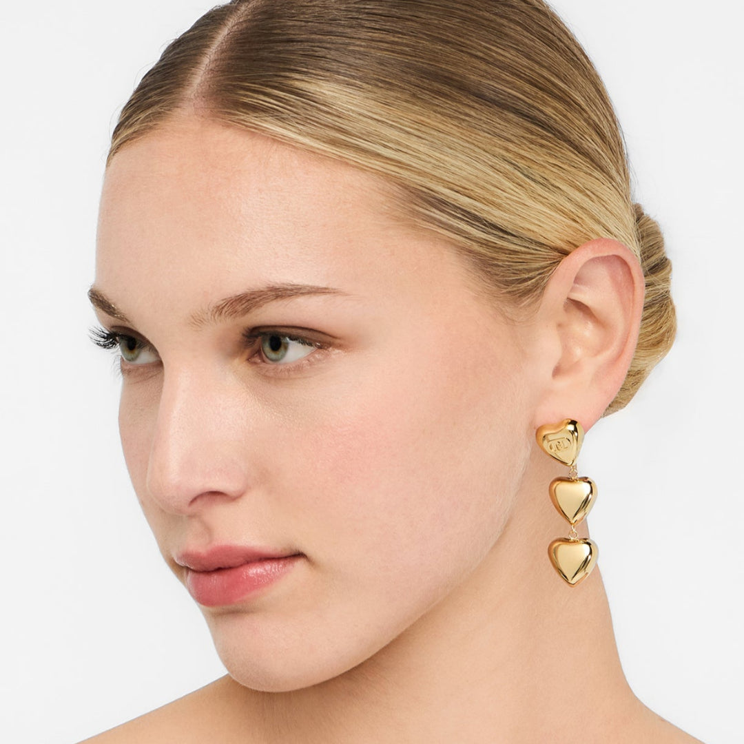 Pendientes triple corazon liu jo dorado